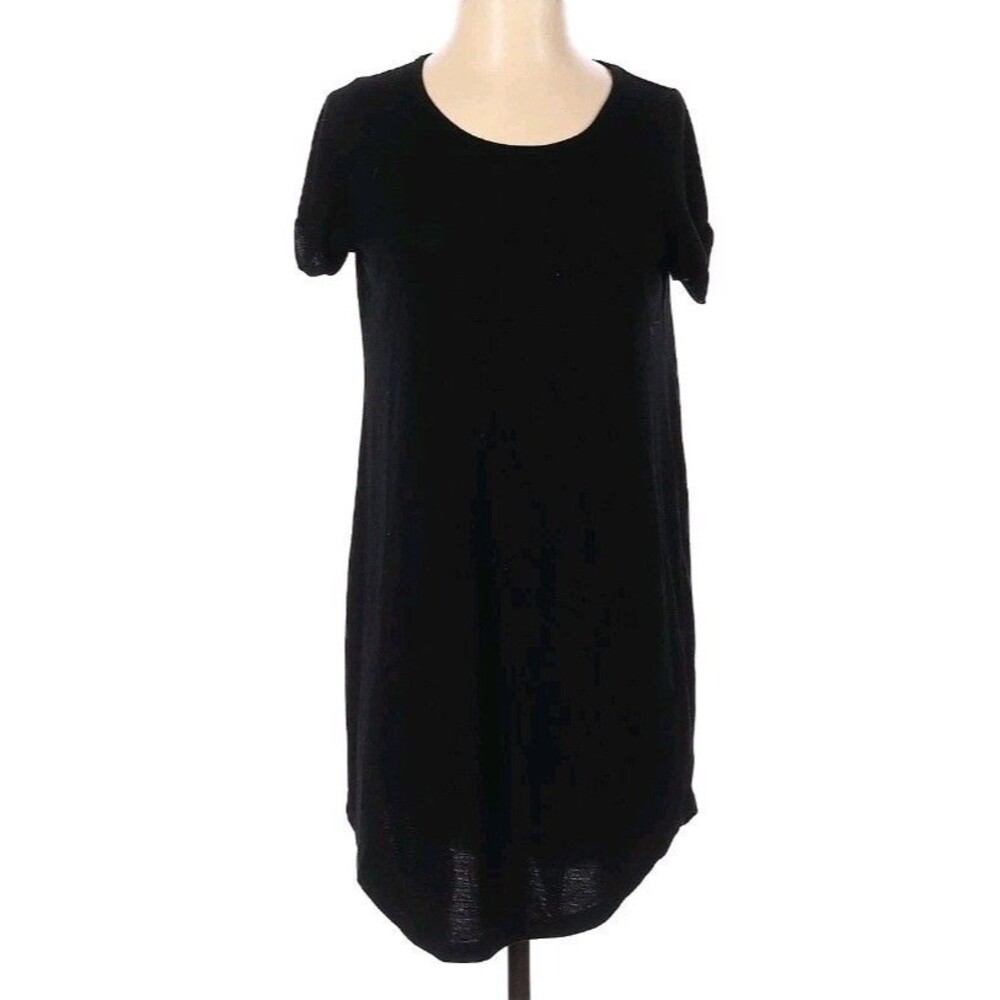 Cotton On Solid Black Tee Shirt Dress sz XS Juniors Women's Rolled Sleeve